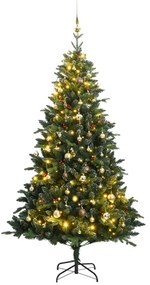 vidaXL Árvore Natal artificial articulada c/ 300 luzes LED+bolas 210cm