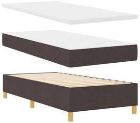 Cama Box Spring vidaXL com Colchão e Banco Marrom Escuro 90x200 cm Tec