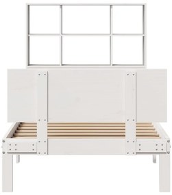 Cama com estante sem colchão 90x200 cm pinho maciço branco