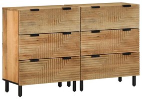 vidaXL Aparadores 2pcs 60x33x75cm madeira de mangueira maciça castanho