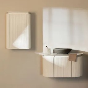 Conjunto De Móvel De Casa De Banho Suspenso Em Madeira Carsone Branco & Branco & Cimento Cinzento Redondo Ø40 Cm Tarsis & Sem Espelho & Sem - Sklum