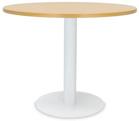 Mesa de Reunião Redonda 1200x750 mm – Tampo Faia em Melamina, Estrutura Branco