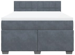 Cama com molas/colchão 160x200 cm veludo cinzento-escuro