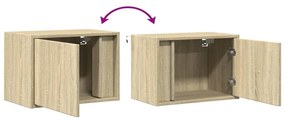 Mesa de cabeceira de parede com luzes LED carvalho sonoma