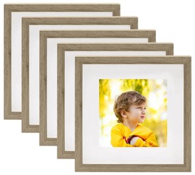 vidaXL Molduras 3D 5 pcs 23x23 cm para foto de 13x13 cm madeira escura