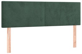 Cama com molas/colchão 140x200 cm veludo verde-escuro