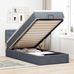vidaXL Estrutura cama otomana colchão 90x190 cm veludo cinzento escuro
