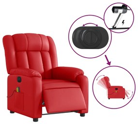 Poltrona massagens reclinável elétrica couro artif. vermelho