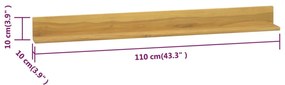 Prateleiras de parede 2 pcs 110x10x10 cm madeira de teca maciça