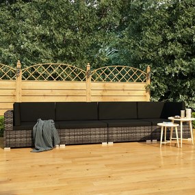 vidaXL Conjunto sofás de jardim c/ almofadões 4 pcs vime PE cinzento