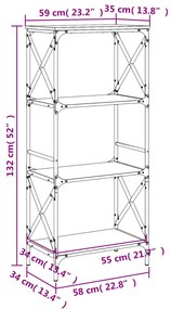 Estante c/ 4 prateleiras derivados de madeira carvalho castanho