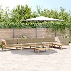 vidaXL 6 pcs conj. sofás paletes p/ jardim c/ almofadões acácia maciça