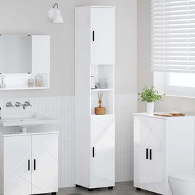 vidaXL Armário Alto de Banheiro Branco brilhante 30 x 35 x 192 cm