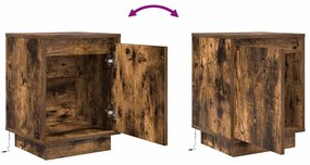 Mesas cabeceira c/ luzes LED 2 pcs 38x34x50 cm carvalho fumado
