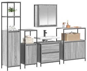 Conjunto de Móveis para a Casa de Banho 5 Peças vidaXL Cinza Sonoma em
