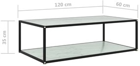 Mesa de centro 120x60x35 cm vidro temperado branco