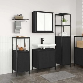 vidaXL Conjunto de Móveis para Banheiro com porta 3 pcs Carvalho preto