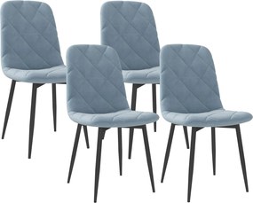 Conjunto de 4 Cadeiras de Jantar Modernas Cadeiras de Cozinha Estofadas em Veludo com Pés de Aço 45x54x87 cm Azul Claro