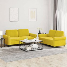 3202216 vidaXL 2 pcs conjunto de sofás com almofadões veludo amarelo