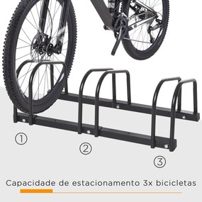 HOMCOM Estacionamento para 3 Bicicletas Suporte de Aço para Estacionar