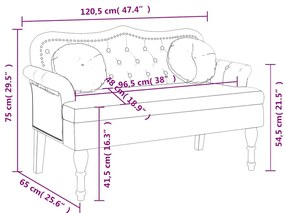 Banco com almofadões 120,5x65x75 cm veludo cinzento-escuro