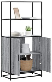 Armário alto 68x35x139 cm madeira e metal cinza sonoma