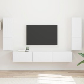 vidaXL Conjunto de móvel de TV 4 pcs Branco Madeira processada