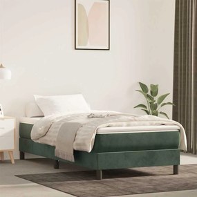 vidaXL Colchão de molas ensacadas 90x220x20 cm veludo verde-escuro