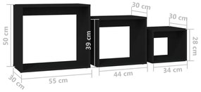 Mesas de encastrar 3 pcs contraplacado preto