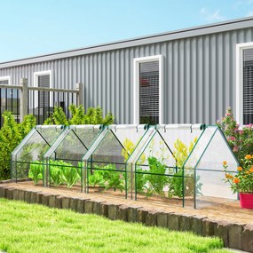 Mini-estufa de jardim em túnel 360 x 90 x 90 cm com 4 janelas com fecho de correr, aço, PE 140 g/m², proteção anti-UV, transparente