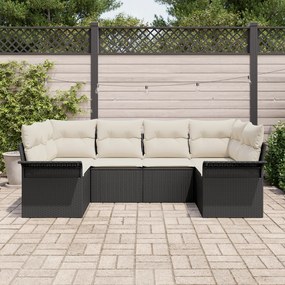 Conjunto de Sofás de Jardim vidaXL com Almofadas Preto Rattan de Poli