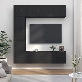 vidaXL Conjunto móveis de TV 7 pcs madeira processada preto