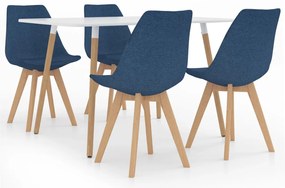 vidaXL Conjunto de jantar 5 peças 120x60 cm azul