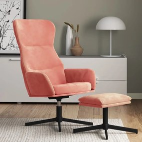 3097488 vidaXL Cadeira de descanso com banco veludo rosa