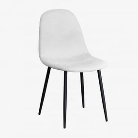 Cadeira De Jantar Estofada Glamm Preto & Tecido Branco Quebrado - Sklum