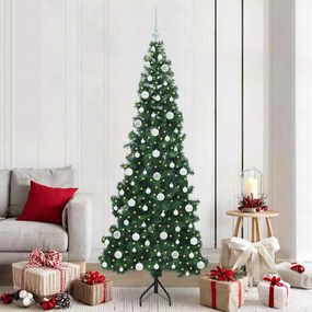 vidaXL Árvore de Natal artificial de canto Verde 210 cm PVC e Metal