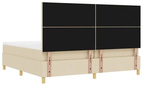 Cama Box Spring com Colchão e Banco Creme 200x200 cm Tecido