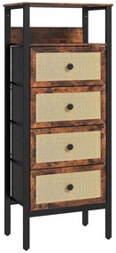 Cómoda "Einar" em Tecido com 4 Gavetas e Prateleira – 50x30x126 cm – E