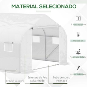 Estufa Tipo Túnel 350x300x200 cm com Porta Enrolável 6 Janelas Estufa