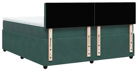 Cama com molas/colchão 200x200 cm veludo verde-escuro