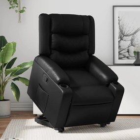 vidaXL Poltrona reclinável elevatória couro artificial preto