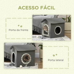 PawHut Casa para Gatos Cama para Gatos Caverna para Gatos com 2 portas