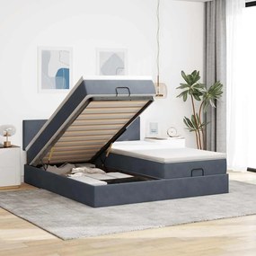 vidaXL Estrutura cama otomana colchões 180x200 cm cinzento escuro