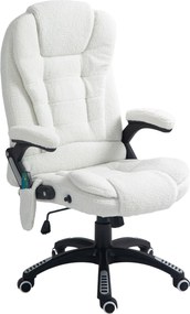 Vinsetto Cadeira Massagem 6 Pontos Reclinável 130° Função Aquecimento Tecido Borrego Confortável Elegante 67x74x107-116 cm Branco | Aosom Portugal