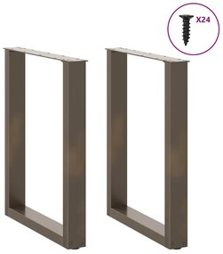 Pés para mesa de jantar em formato de U, 2 peças, aço natural, 60x(72-