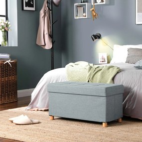 Banco com espaço de arrumação 38,1 x 76,1 x 40,1 cm cinza claro