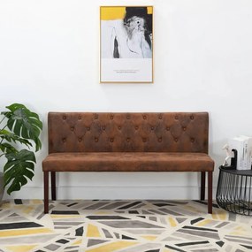 Banco 148,5 cm camurça artificial castanho