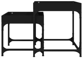 Mesas de apoio 2 pcs derivados de madeira preto