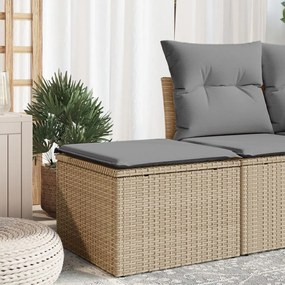 vidaXL Banco de jardim com almofada 55x55x37 cm vime PE bege