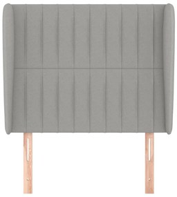 Cabeceira de cama c/ abas tecido 93x23x118/128cm cinzento-claro